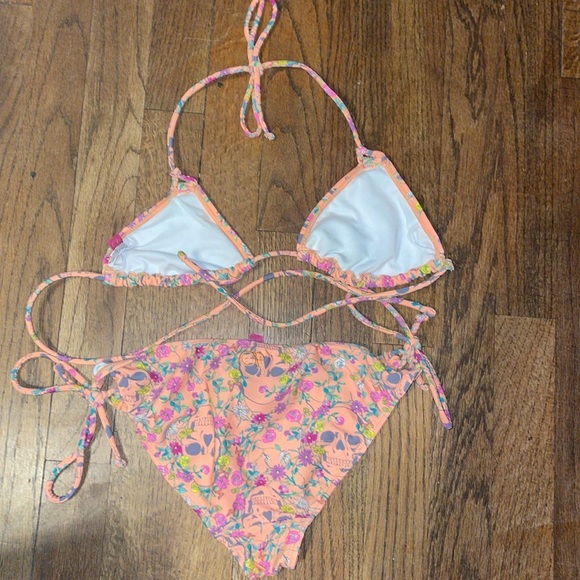 •OP•NEON ORANGE PUNK GIRL TRIANGLE TOP & BOTTOM BIKINI SET SIZE SMALL(3-5) - Picture 3 of 8